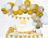DIY Ballongirlanden Set 72 Teile In Gold und Weiß
