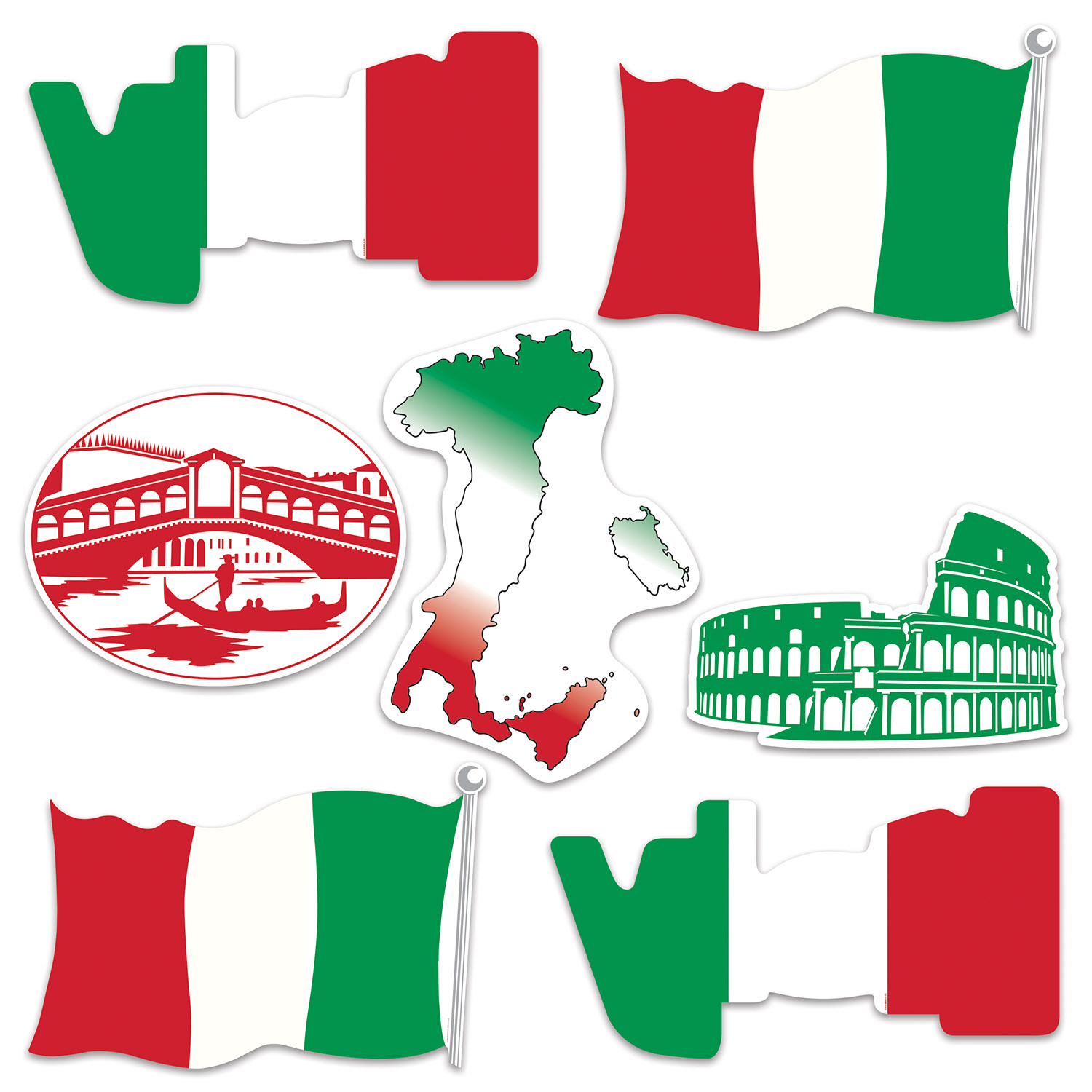 Italiendeko Set grün-weiß-rot groß