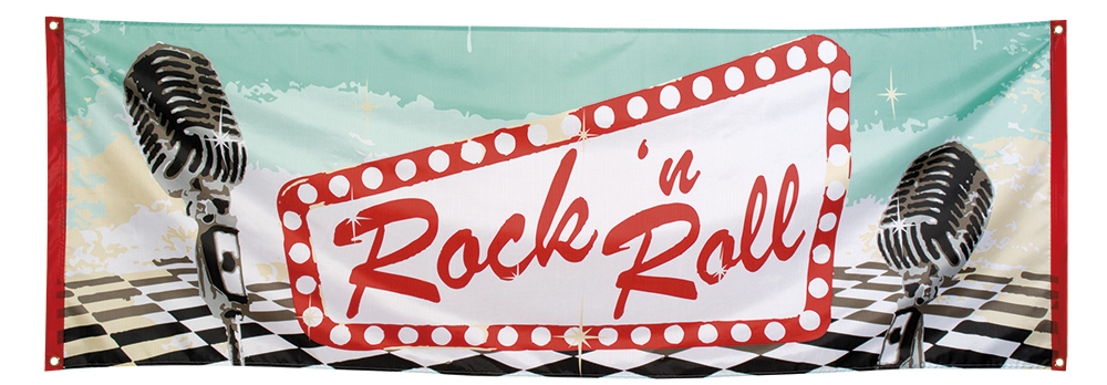 Rock Roll 50er Xxl Stoff Banner Rock Roll 74x2cm Party Extra